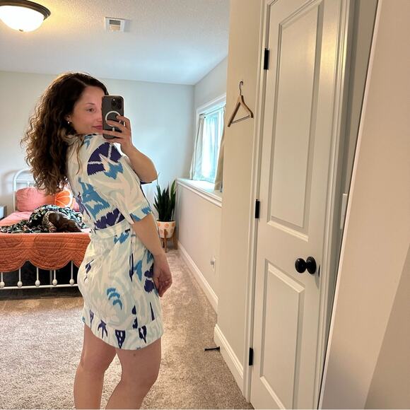 Tuckernuck Sheridan French Blue Ikat Print Mini Dress Small - Picture 2 of 11